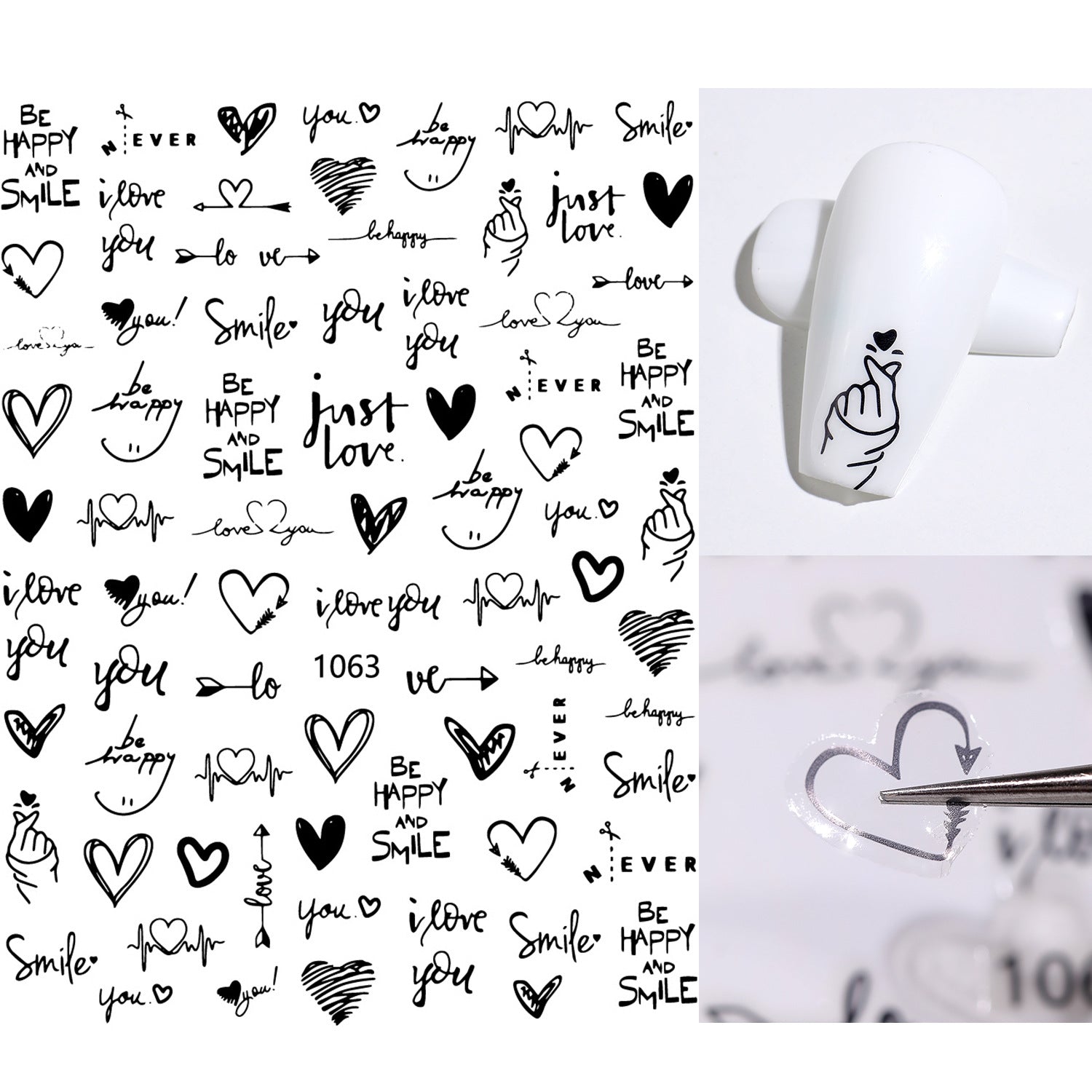 Love Heart English Letter Nail Sticker