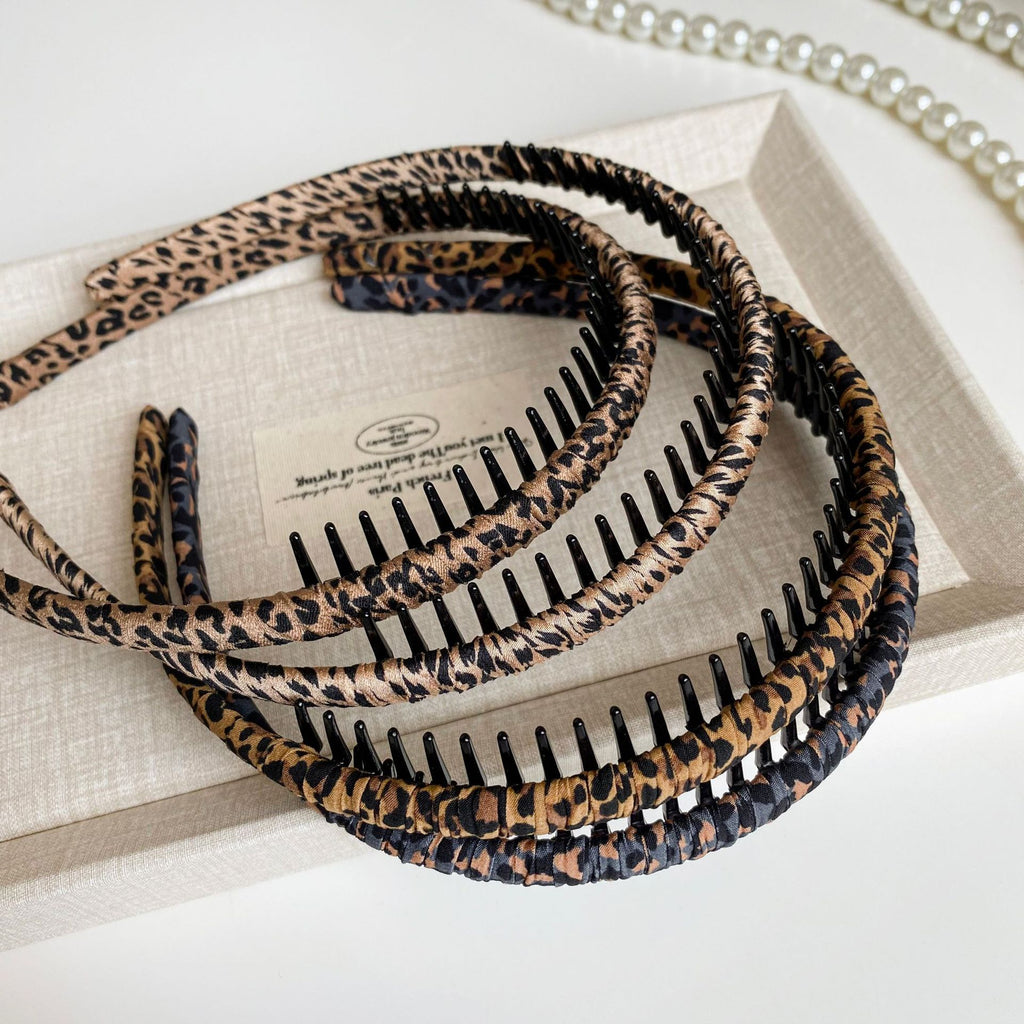 Leopard Print Pearlescent Winding Cloth Headband Simple