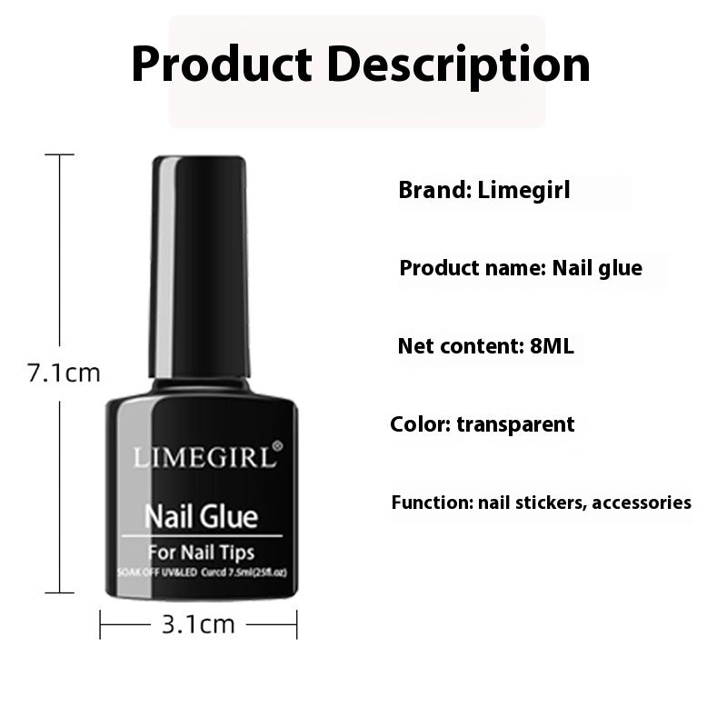 LimeGirl Nail Glue Glass Bottle Fake Nail Patch Ornament Nail Glue