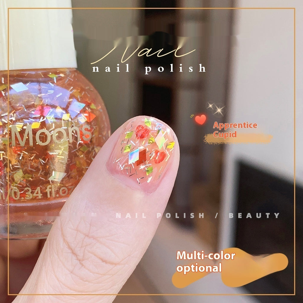Moons White Sequins Nail Polish Baking-free And Tear-free
