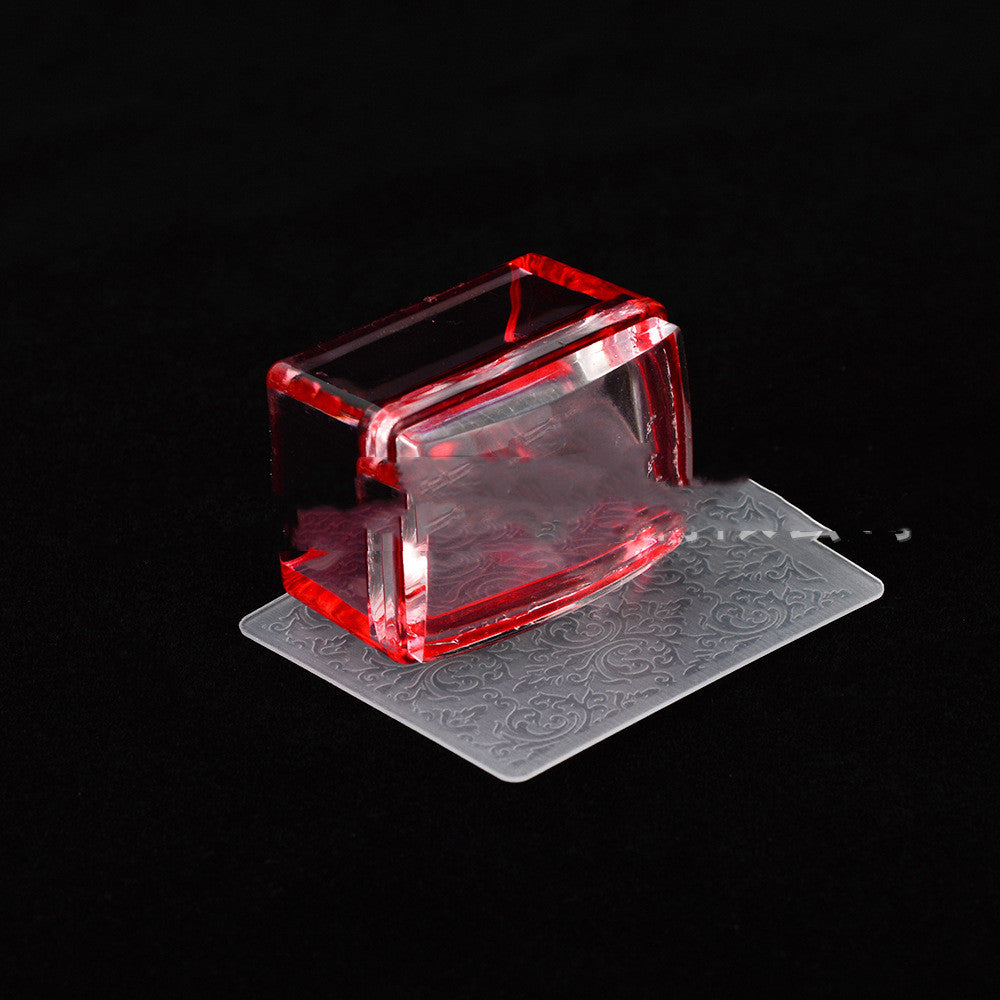 Rectangle Jelly Silicone Nail Stamper Scraper Clear Red Blue Nail Art Template For Printing French Nails Manicure