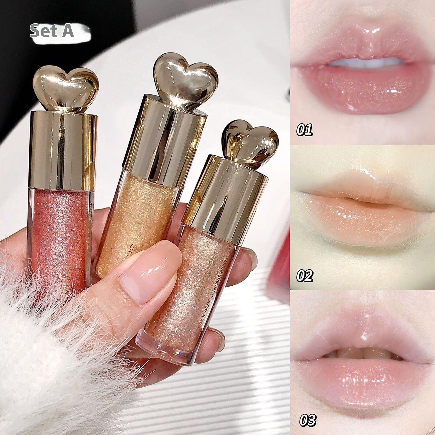 Moisturizing Bright Color Lip Gloss Love Thin And Glittering