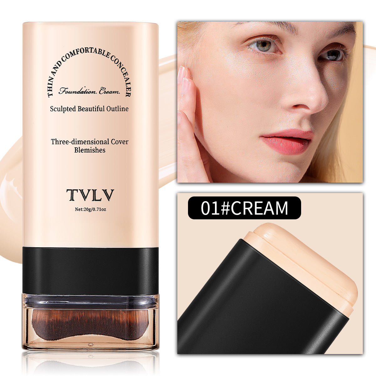 TVLV Eraser Stick Foundation Moisturizing Light Transparent Concealer Brightening Skin Color