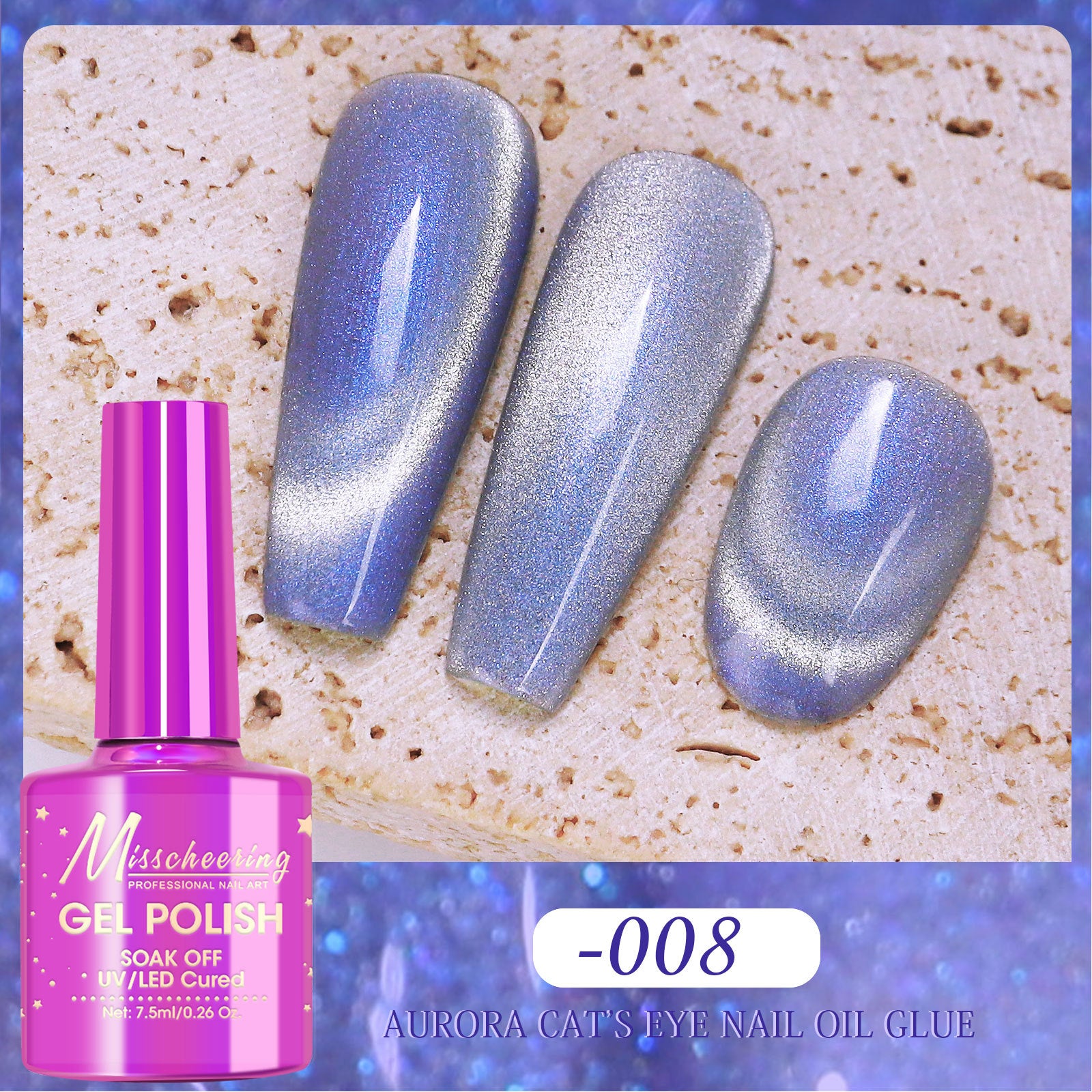 Misscheering Polar Day Crystal Cat's Eye Dazzling Magic Color Nail Polish