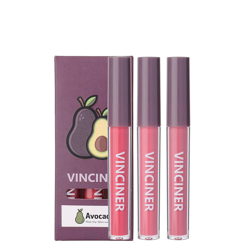 3 Fruits Lip Glaze Set Matte Finish Nonstick Cup