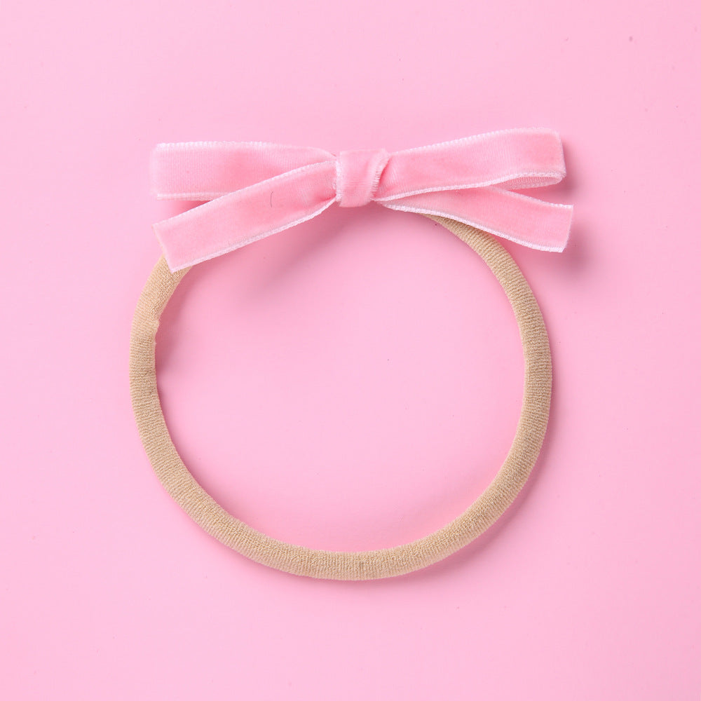 Nylon Hair Cord Soft Flannel Bow Hair Tie