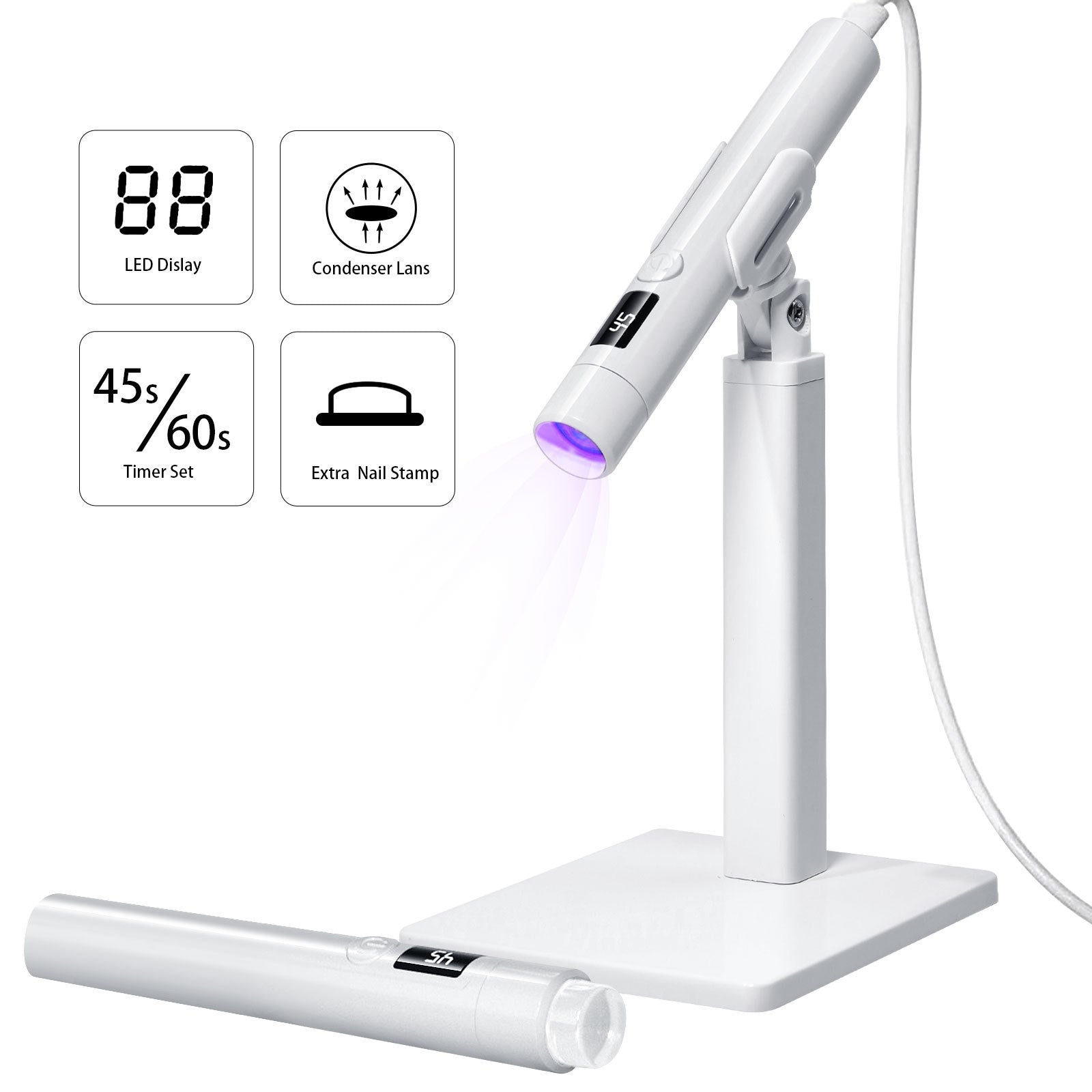 Handheld Portable Manicure Word Bracket Stickers Wear Nail Tip Heating Lamp