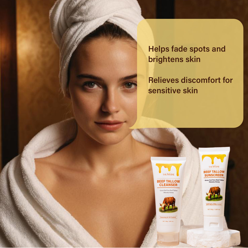 Butter Honey Seven-piece Facial Cleanser Face Cream Lipstick Protective Cream Body Lotion Facial Scrub Beef Fat Set