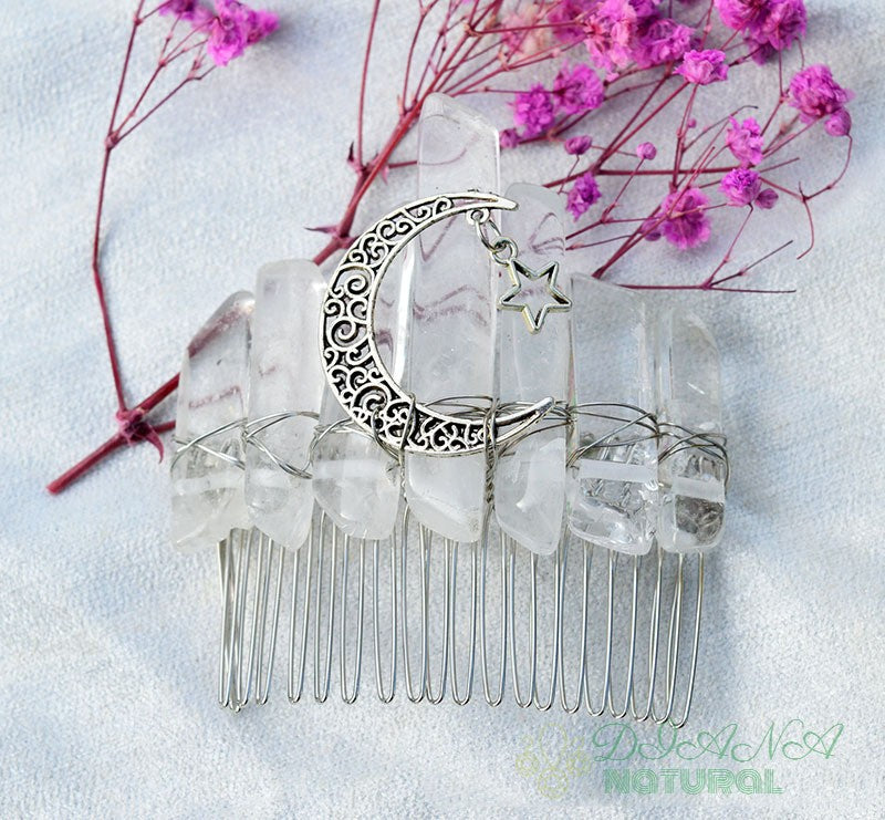 Premium Handmade Crown Moon Hollow Star Hair Comb