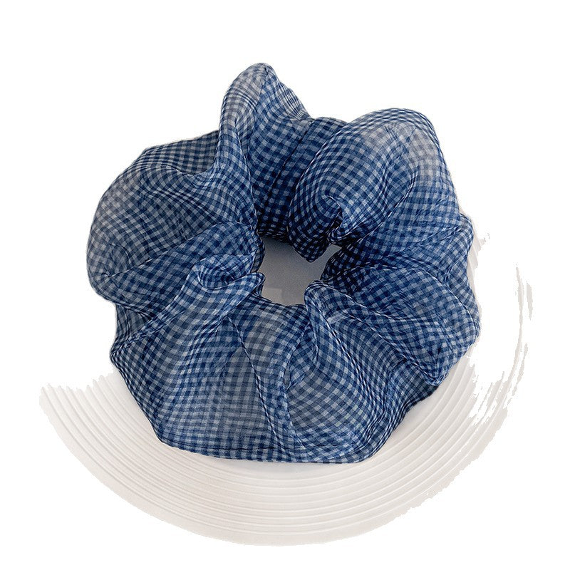 Tibetan Blue Grid Seersucker Back Head Shark Clip Fashion Hairpin