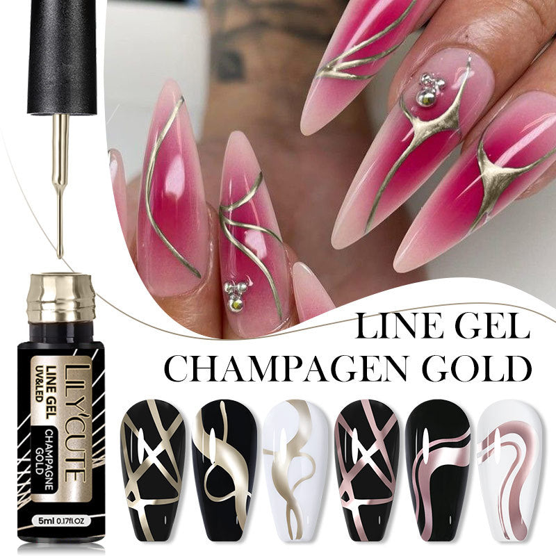 Lilycute Metal Painted Cable Gel Nail Polish Nail Art Cable Adhesive Hoy Side Silver Phototherapy Metalic Glue