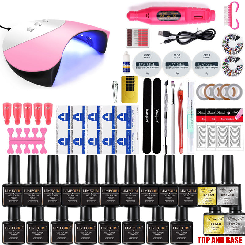 LimeGirl Nail Art Set UV Lamp Polishing Machine Nail Tools