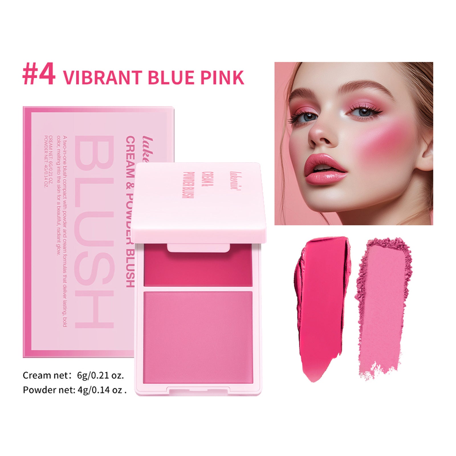 Lakerain Two-in-one Blusher Blush Powder Plate Not Easy To Smudge