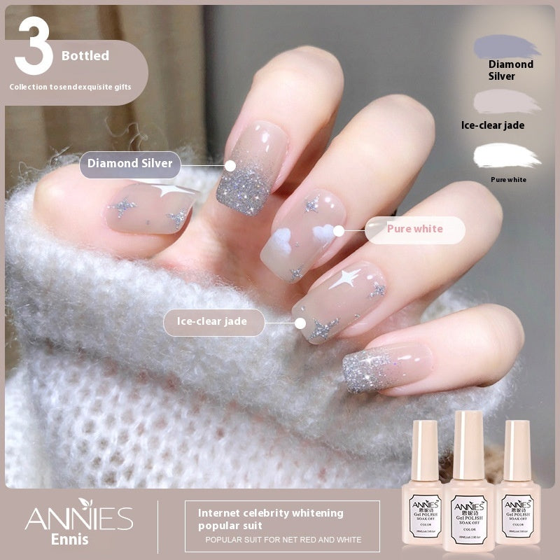 Annies Ennis Women's Three-color New Ice Jelly Nude Color Gel Nail Polish Suit