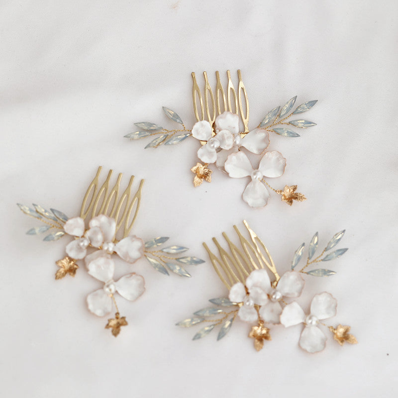 Bridal Hair Comb Protein Diamond White Flower