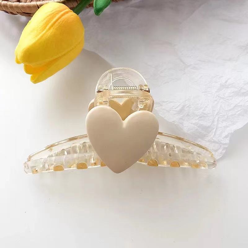 Large Frosted Texture, Simple Peach Heart Cross Wash Face And Head Hairpin