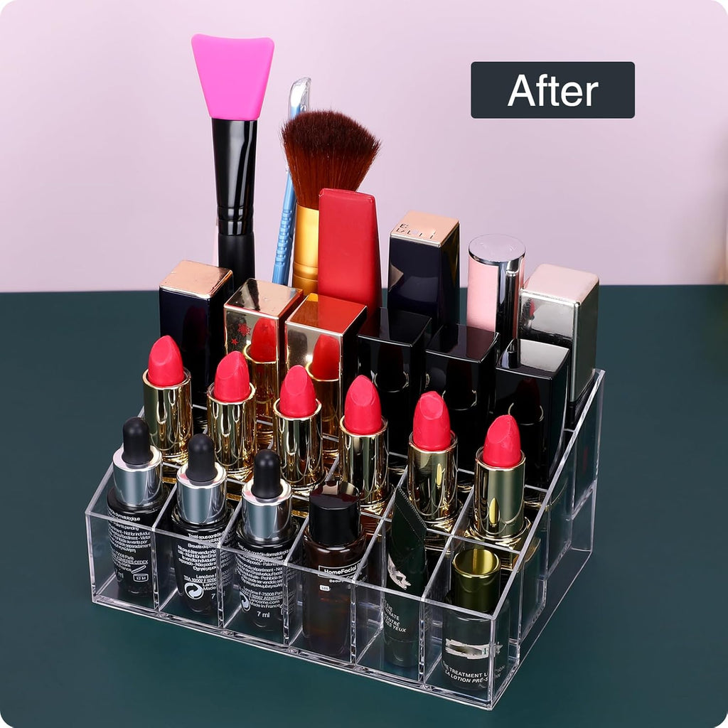 Lipstick Organizer,Small Clear Plastic Compact Lip Gloss Chapstick Perfume Sample Mascara Holder With 9,24,36,40 Slots