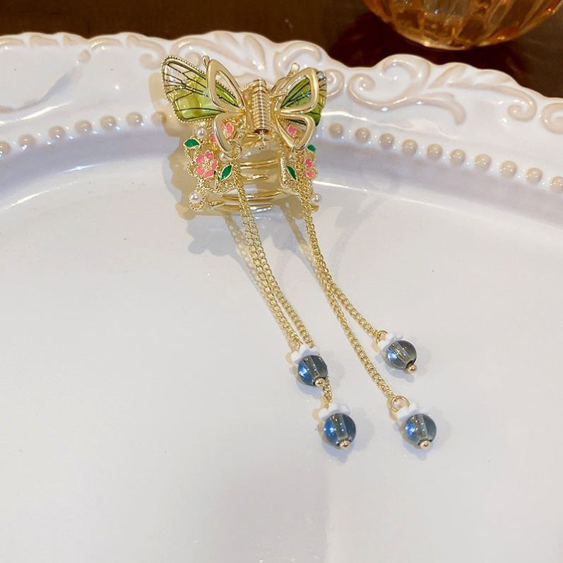 Women's Pearl Flower Butterfly Tassel Hairpin