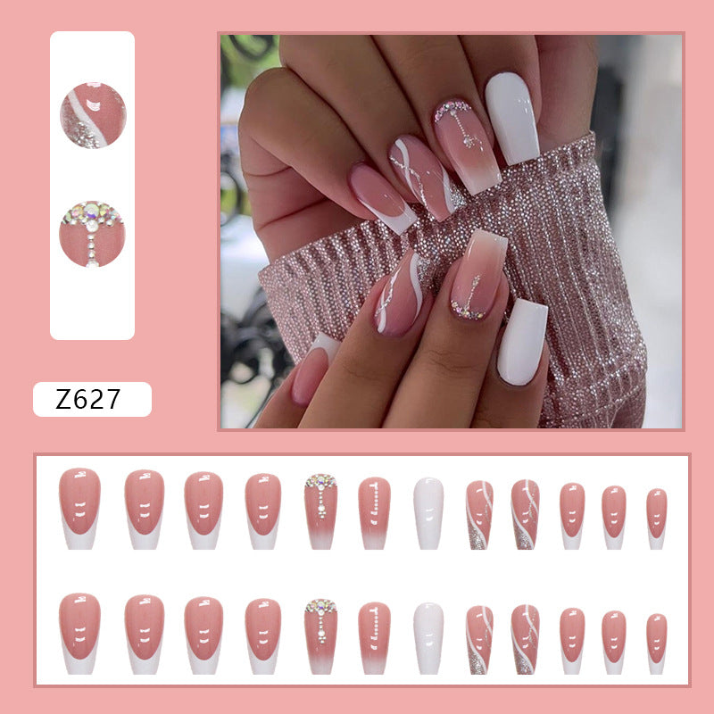 Mid-length White French Nail Sticker
