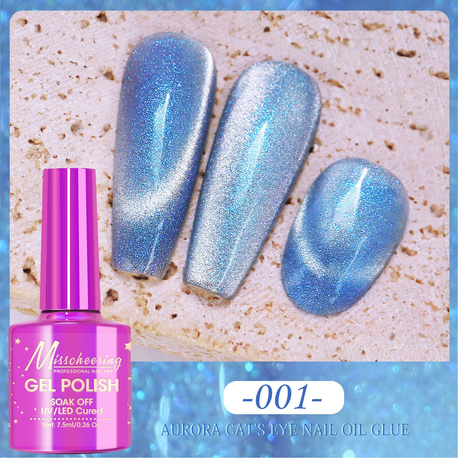 Misscheering Polar Day Crystal Cat's Eye Dazzling Magic Color Nail Polish
