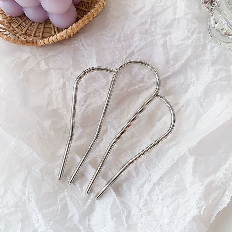 M-shaped Metal Plate Hairpin French Style