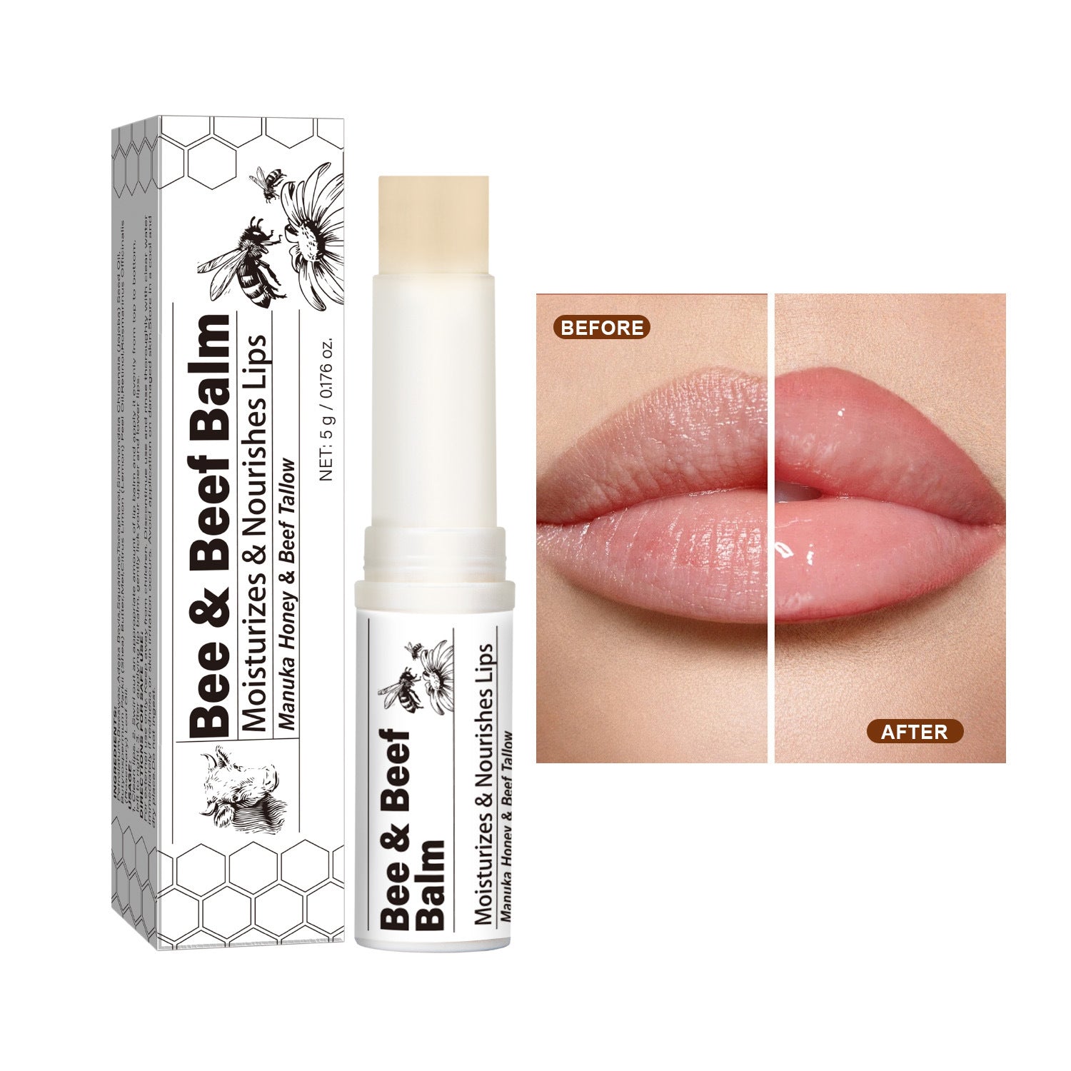 Beef Fat Lip Balm Organic Grass-fed Butter