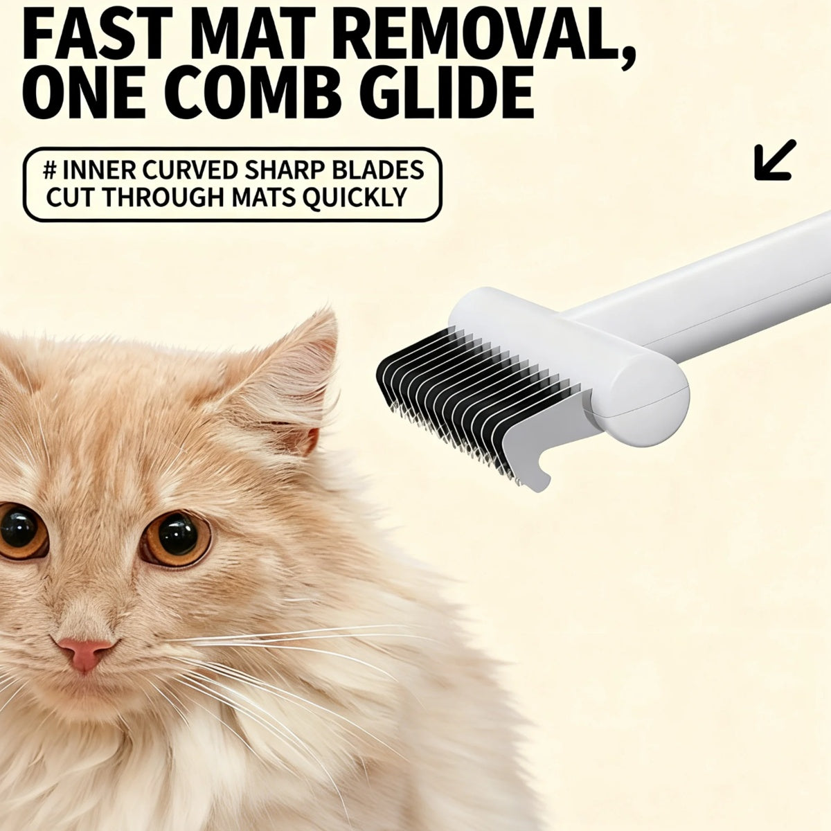 Pet Dematting Comb For Dogs And Cats, Stainless Steel Deshedding Tool With Safety Rounded Edges, Professional Undercoat Rake For Removing Mats Tangles And Loose Hair, 7cm Wide Ergonomic Grooming Brush