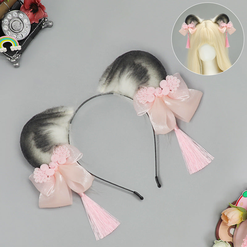 Ancient Style Han Chinese Clothing Tassel Lolita Chinese Style Panda Animal Ears Headband
