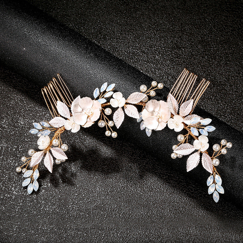 Headpiece Gold Leaf Hair Comb Accessory Pearl