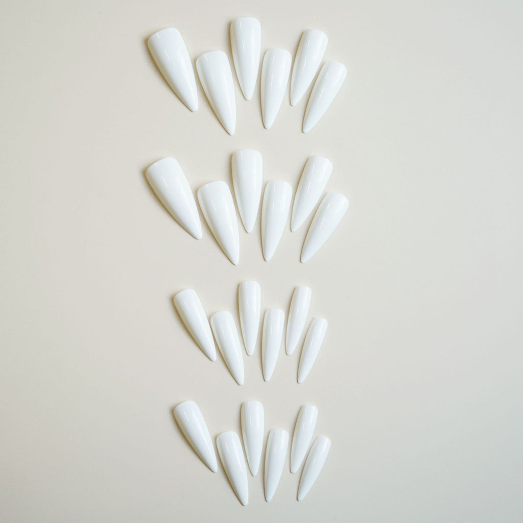 Artistic Pointed White Fake Nail Tip
