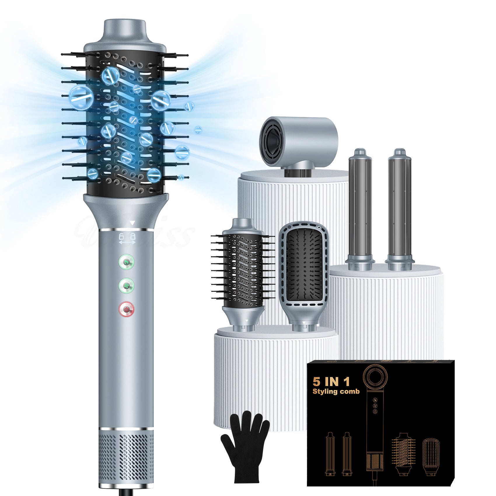 High-Speed Hot Air Comb Multi-function Roll Hair Dryer