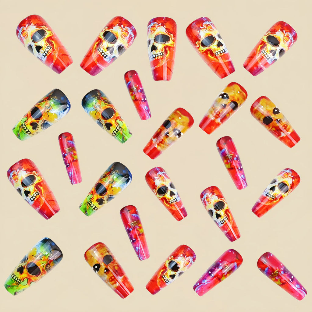 Halloween Multicolor Gradient Skull Pattern Nail Stickers
