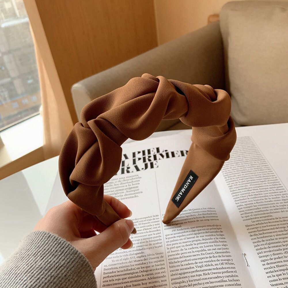 Women's Temperament Pleated Wide Brim Solid Color Headband