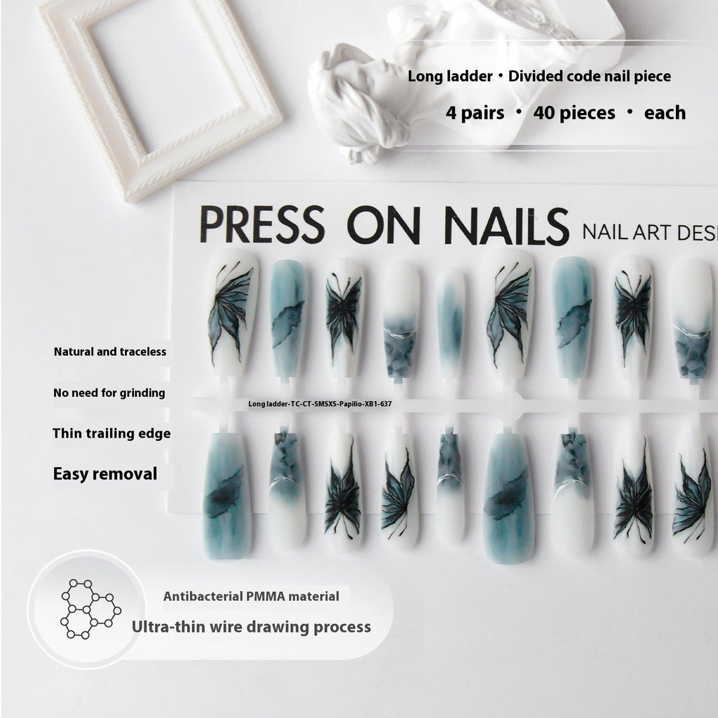 Press On Nails Ancient Style New Chinese Style Wear Nail Tip French Autumn And Winter Background Color