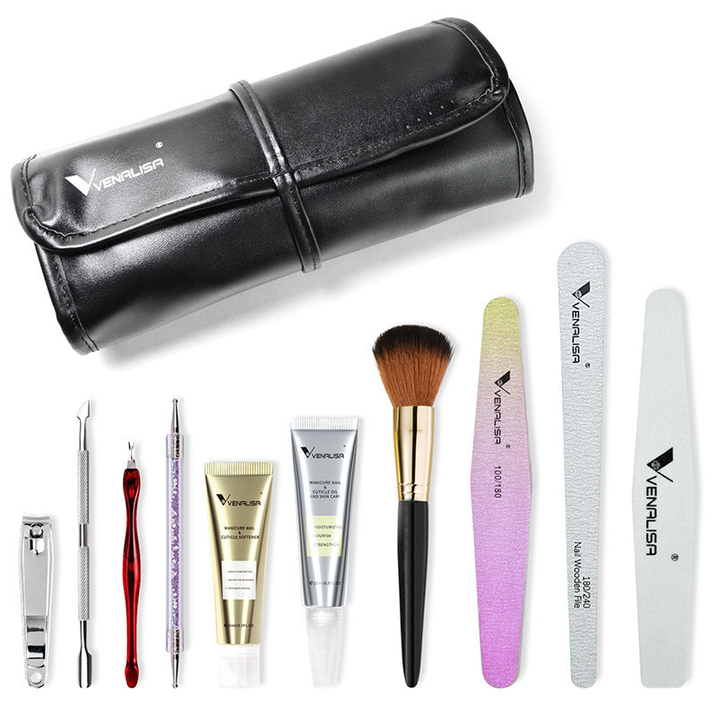 Venalisa Nail Art Kit Dead Skin Scrub Nail Polish Nail Clipper 10 Repair Sets