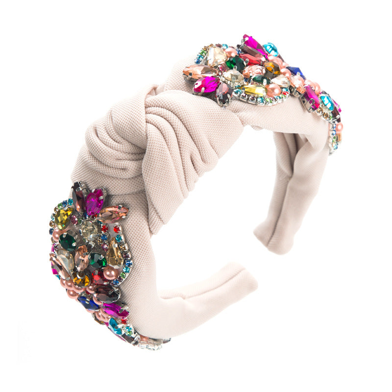 Fashion Baroque Heavy Industry Inlaid Glass Drill Pearl Headband