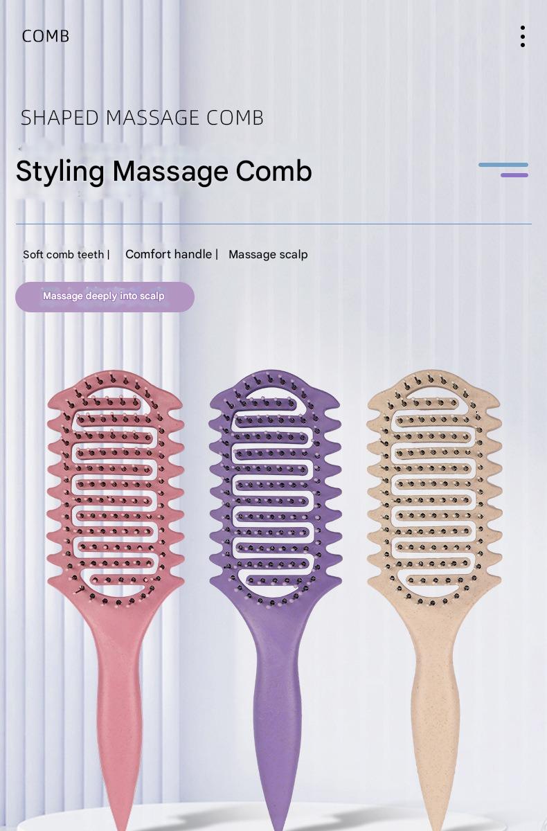 Bounce Curl Defining Styling Comb Dry And Wet Use Hollow Massage Comb Hair Curling Comb