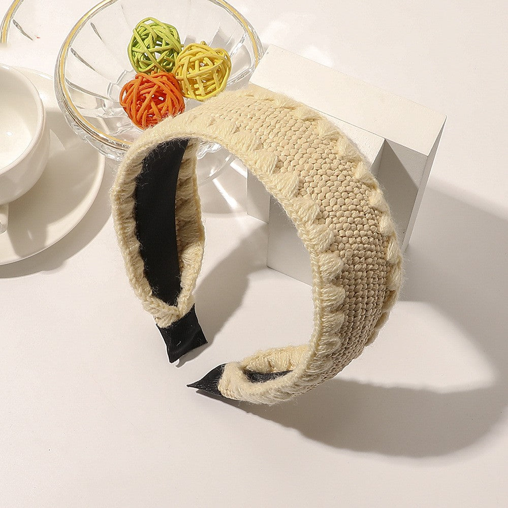 Wool Lafite Hairband Simple Cross Knot