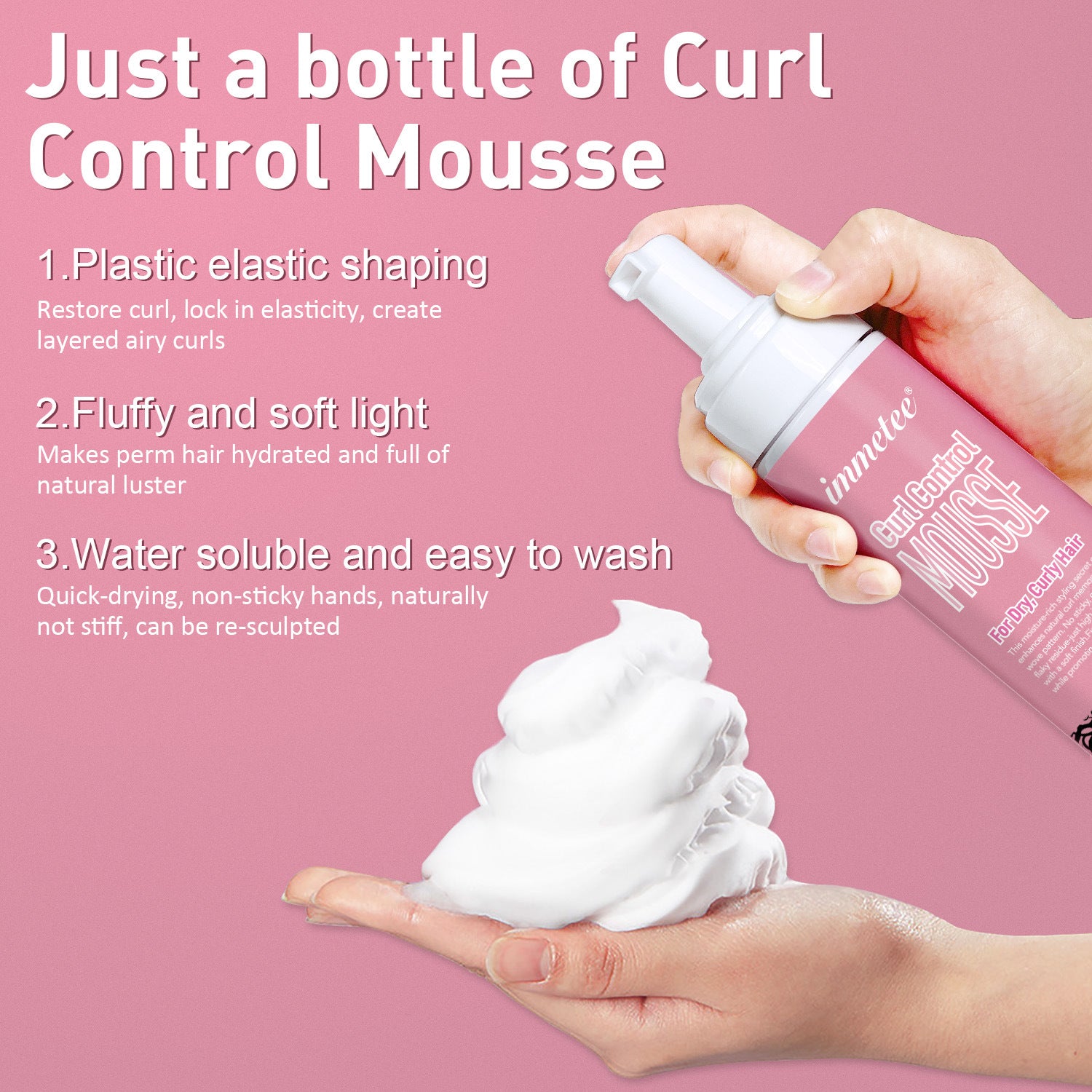 Immetee Curly Hair Shaping Mousse Moisturizing And Scalding Hair Care Elastin Bubble Mousse