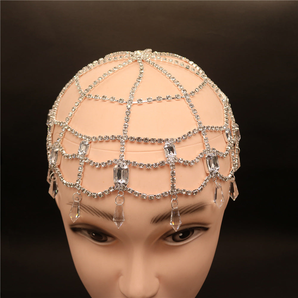 Luxury Rhinestone Fashion Vintage Square Rhinestone Hat Chain Headdress