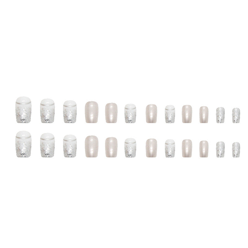 European And American Fashion Square Nail Art Silver Glitter Noble And Elegant