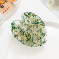 Simple Mori Style Printed Leaves Grip Versatile Hair Clip