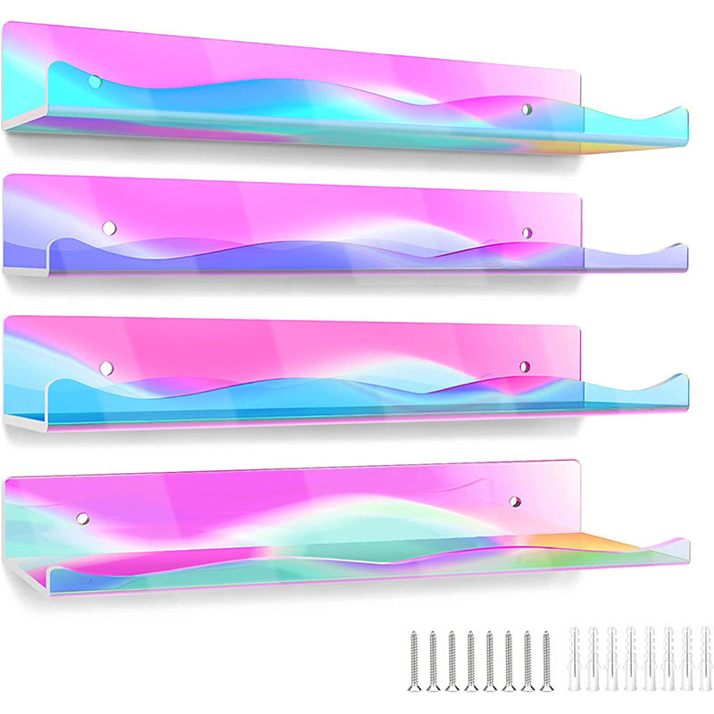 Transparent Rainbow Acrylic Nail Polish Shelf Colorful Acrylic Wall Mount