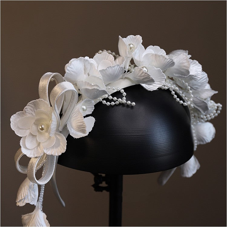 Handmade Satin Embossed Flower Hair Hoop