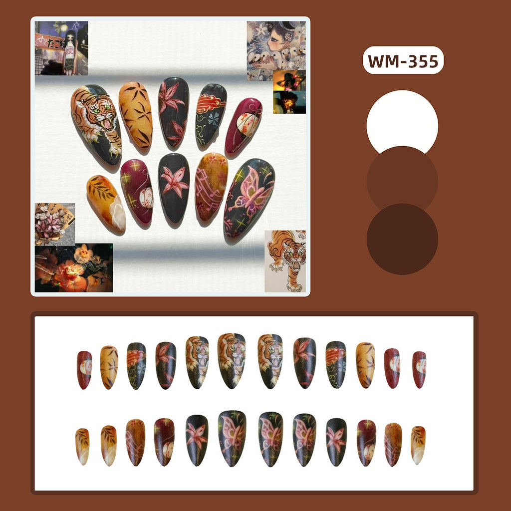 Retro Tiger Style Nail Tips 24 Pieces