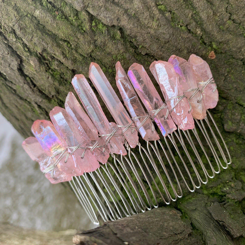 Natural Crystal Bridal Silver Line 20-tooth Hair Comb