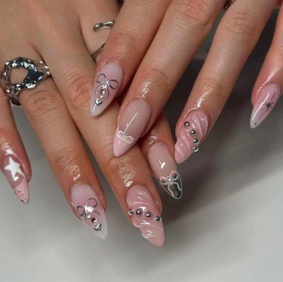 Wearable Nail Shaped Piece Nail 3D Bow