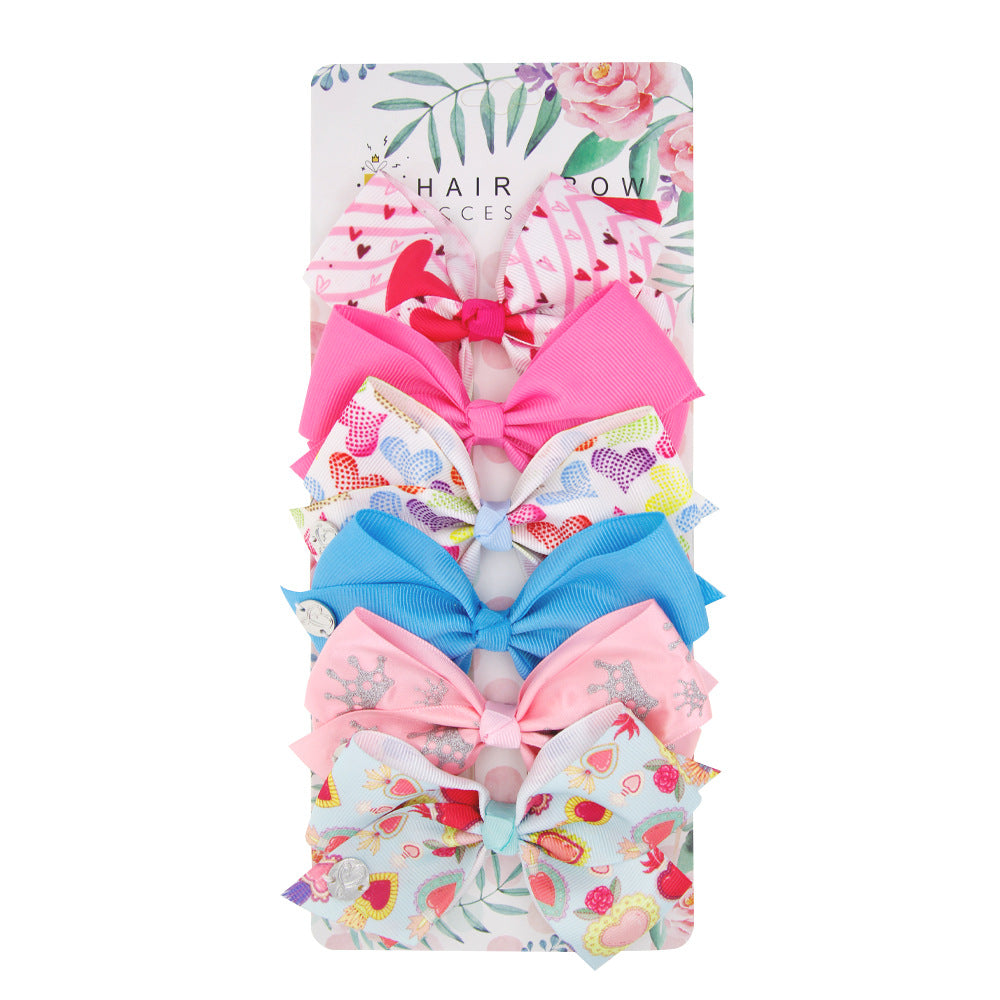 Fashion Children's Heart Bow Hair Clip Set
