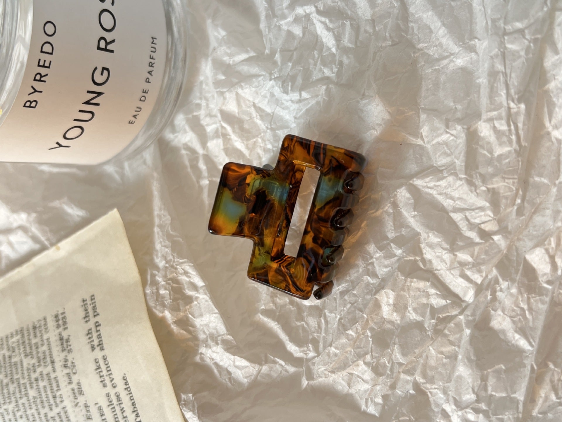Leopard Print Checkerboard Square Small Hairclip Women