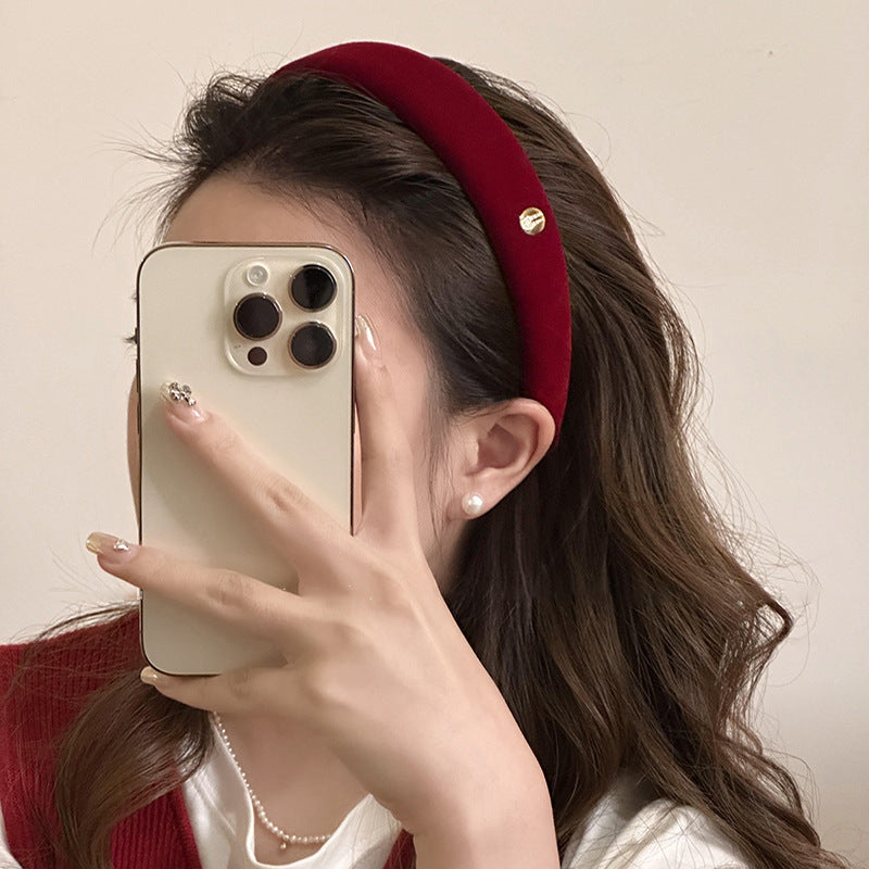 Red Autumn And Winter Sponge Headband High Skull Top High Sense
